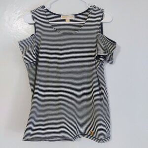 Michael Kors Cold Shoulder Striped Nautical Top M